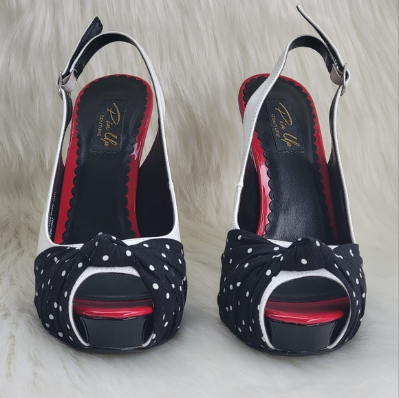 Pin Up Couture Bettie 09 Platform Slingback Peep Toe Heels - Picture 3 of 13